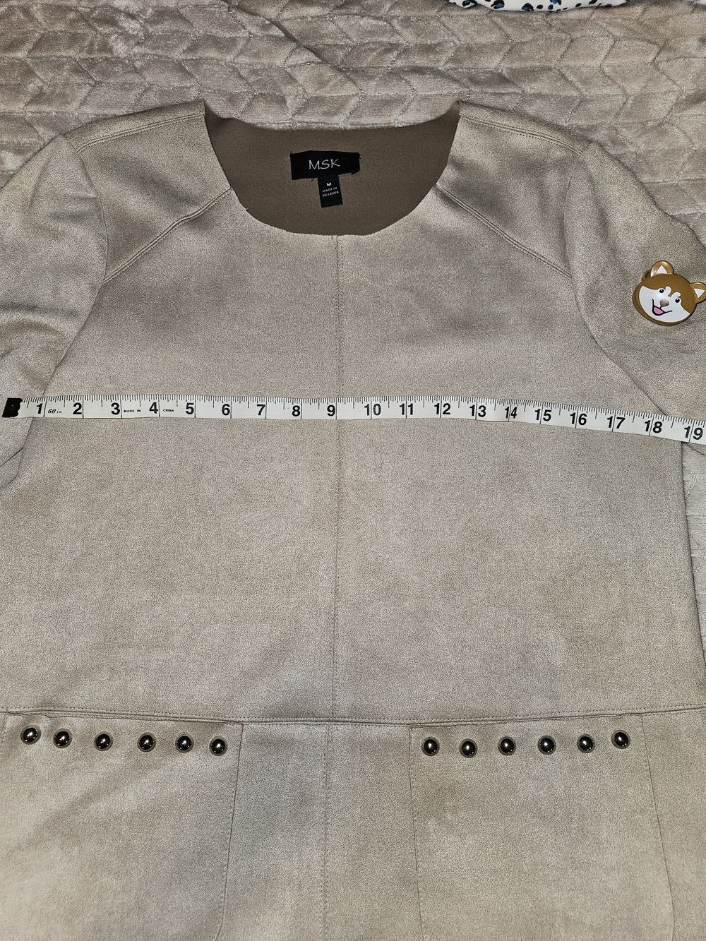 MSK Tan Faux Suede Studded Shift Dress - Picture 5 of 7